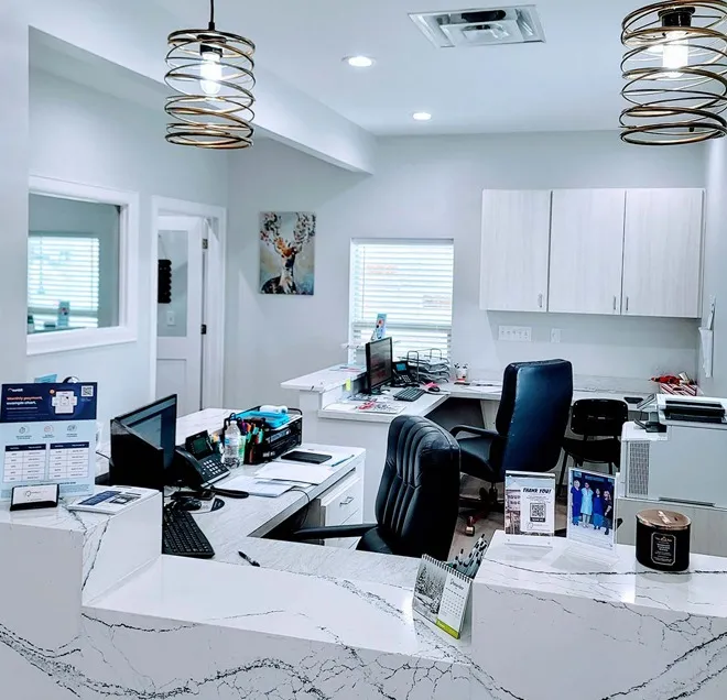 Reception desk at Chandler Creek Dental Care, a dentist in Round Rock, TX